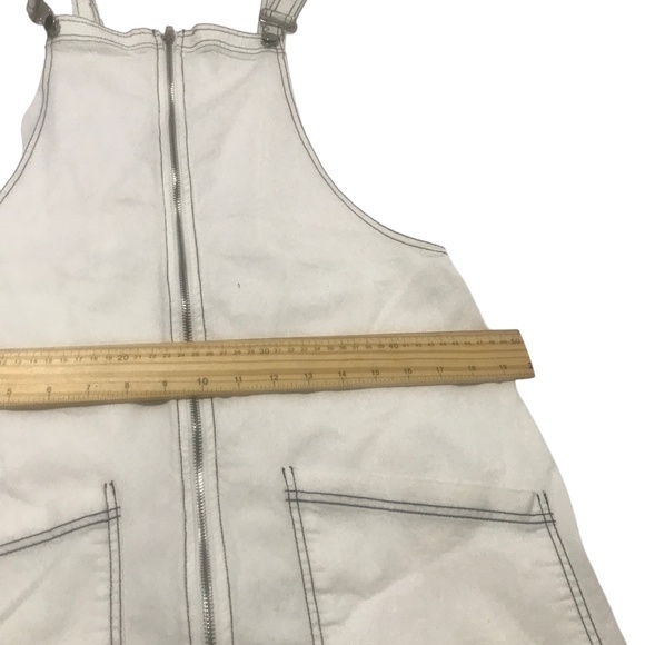 White Overall Pinafore Dress | Adjustable Straps | Denim Pinafore Jumper Dress - Picture 4 of 16